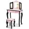 Costway Kid Vanity Set Wooden Makeup Table Stool Tri-Folding Mirror Leopard Print